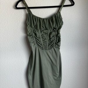 Elegant Olive Green Mini Dress